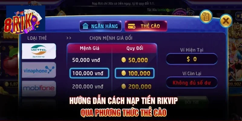 Nạp tiền thông qua thẻ cào